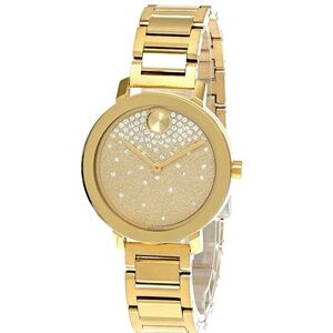 MOVADO Bold Evolution Women’s Watch with Crystal Accent 34MM Gold Dial